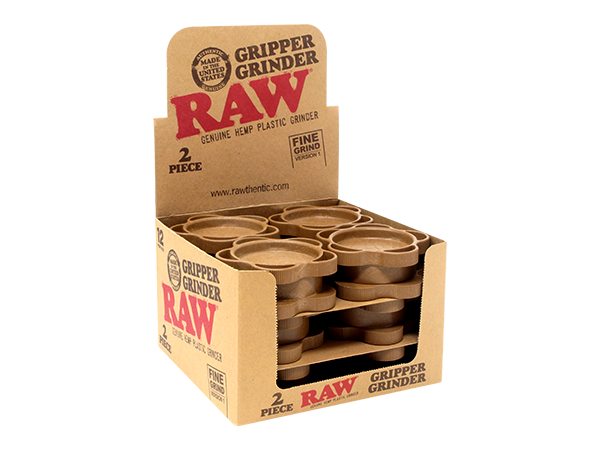 RAW 2pc Hemp Gripper Grinder – 12ct Display