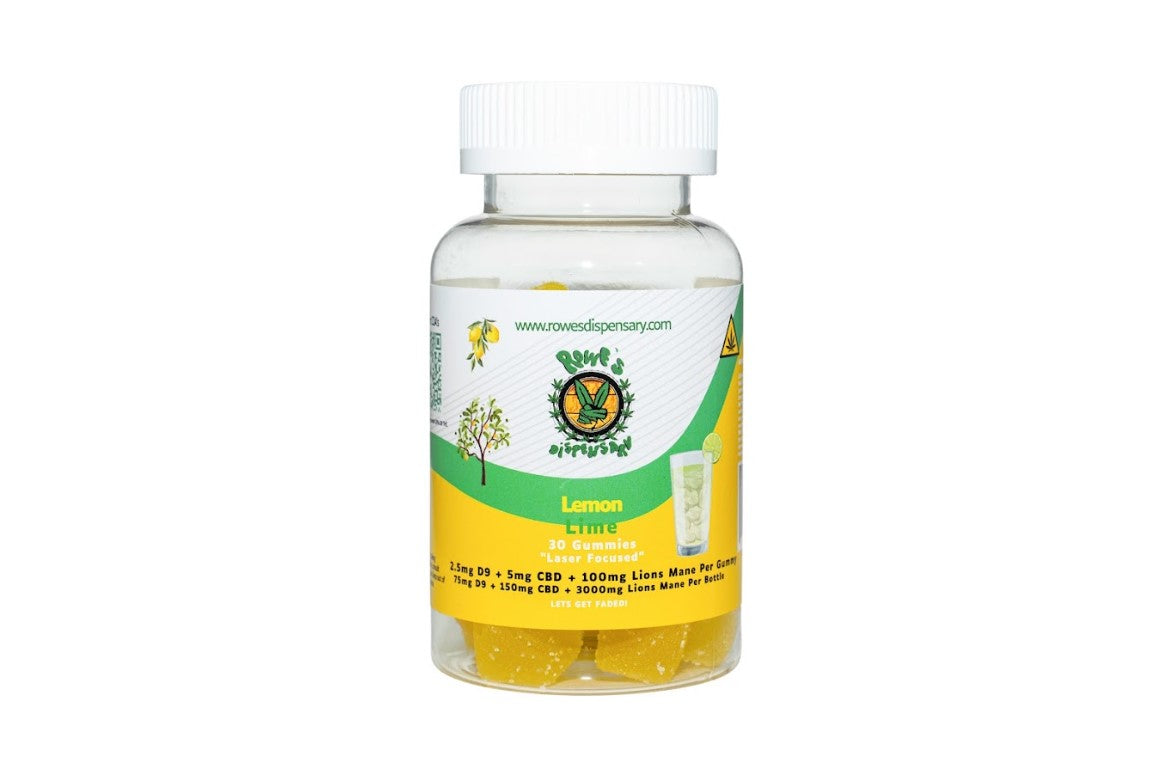 Lemon Lime 2.5mg D9+5mg CBD+100mg Lions Mane 30 Count Jar