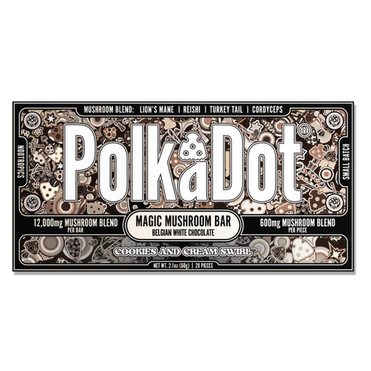 Polka Dot - Magic Mushroom Belgian Chocolate Bar - 12,000mg Blend (Cookies & Cream Swirls)